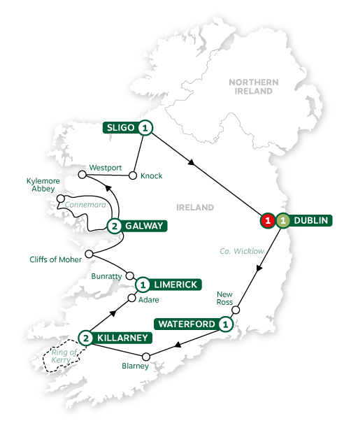 tourhub | Brendan Vacations | Best of Ireland Summer 2024 | Tour Map