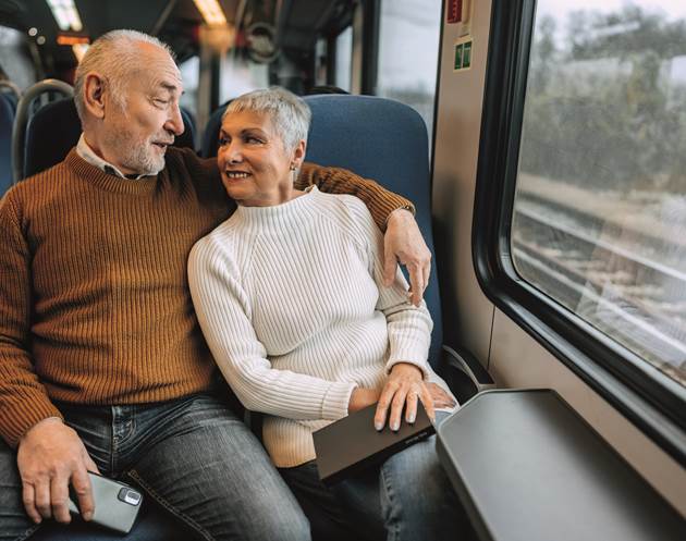 Couple on a train