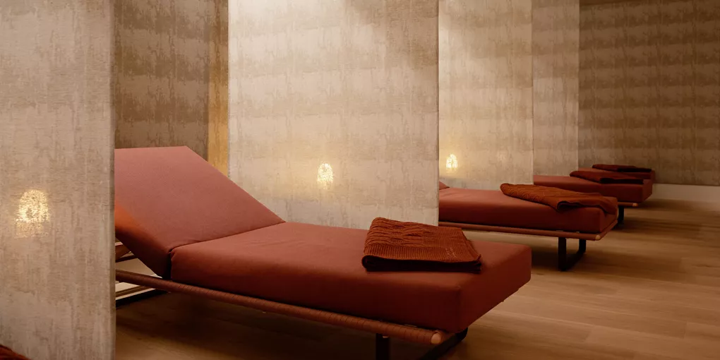 Loungers in relaxation room in the Merrion Hotel, Dublin